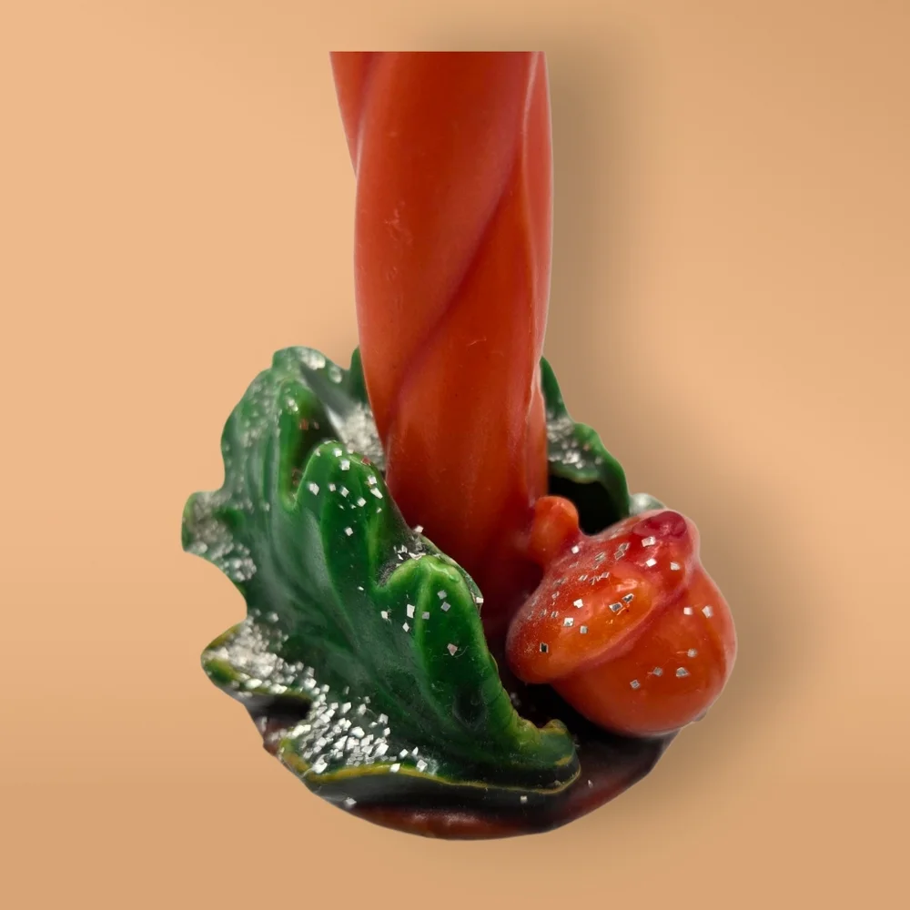 MCM Vintage Gurley Novelty Christmas Oak Leaves Acorn Candle